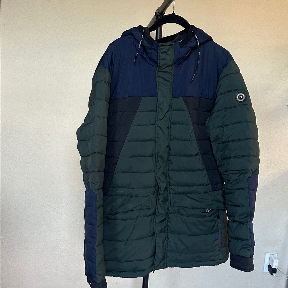Scotch and Soda hooded puffer jacket green size L